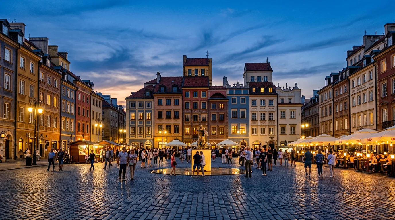 Best IPTV Poland - Warsaw skyline at dusk