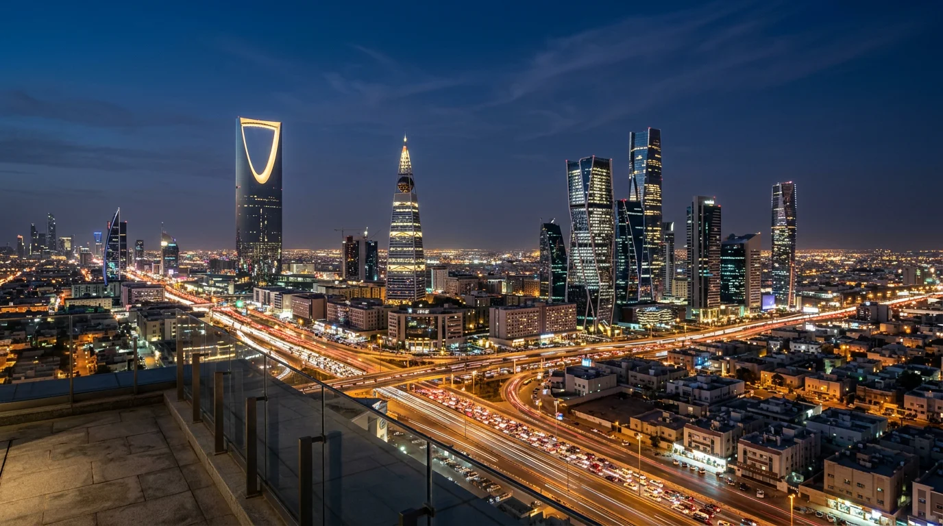 IPTV Saudi Arabia - Riyadh modern skyline at night